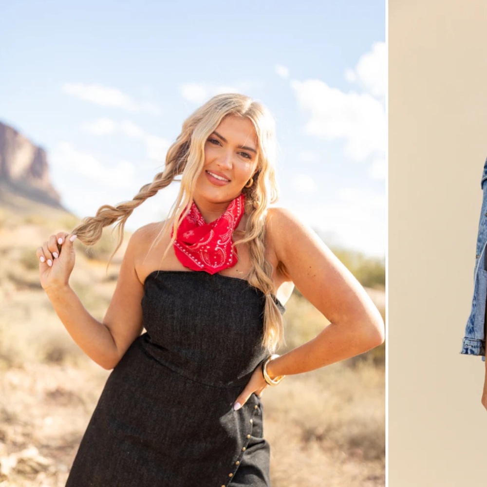 Pink Lily Black Denim Romper